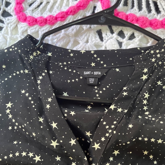 SAINT & SOFIA Black Star Galaxy Shirt Maxi Dress size 6 - Picture 5 of 14